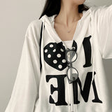 Love Me Dot Heart Two-Way Hooded Zip-Up