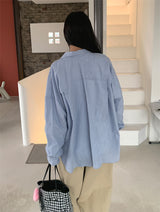 HOMME NECK POINT STRIPE SHIRT
