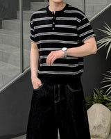 Diron Striped Henley Knit