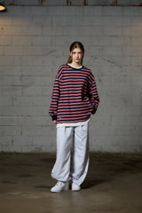 JERRY STRIPE OVERFIT LONG SLEEVE T-SHIRT / NAVY