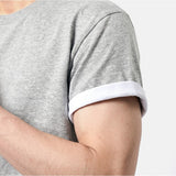 ロールスリーブクロップド半袖Tシャツ メランジ