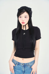 リボンロゴ刺繍半袖Tシャツ / ribbon LOGO embroidery H/S TEE