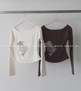 Purfum Flower Off-Shoulder T-Shirt