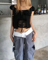 Lace puff top