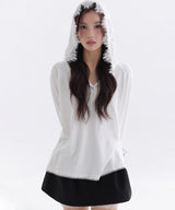 SNOWFLAKE LACE HOODED T-SHIRT_TT6S212IV