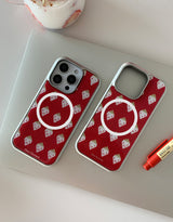 [MADE]ホワイトストロベリー シルバー エポキシ MagSafeバンパー iPhoneケース