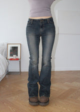 CURVED SLIM BOOTS CUT DENIM
