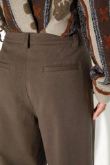 レトロウーレンストレートレグカジュアルトラウザーズ