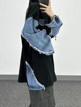 denim block cut-off longsleeve