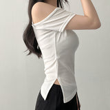 Ring uncut string square short sleeves tee