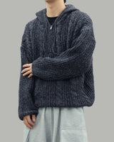 Noel Knit Hoodie Half Zip Up (Charcoal)