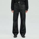 laser cowboy flare denim pants black