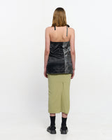 Shirring Layered Slit Skirt _ OLIVE GREEN