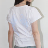リバース・オブ・ヘブン クロップTシャツ (Blue) F25QB135