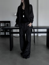 [unisex] pintuck wide laser slacks