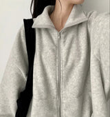 Mepo Soft Fleece Overfit High Neck Zip-up