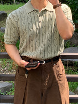Landon pigment cable short-sleeve knit