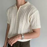 LMN Chief Cable Half Zip-Up Short Sleeve Knitwear (5 colors)