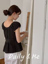 Cotton shirring blouse(2color)