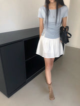 ビネンウィメンズボートネックシャードスリット半袖Tシャツ
