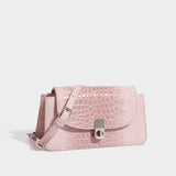 Luxury Croc-Embossed Mini Square Bag Chain Handle Crossbody Shoulder Bag