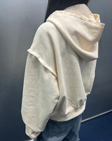 CUTTING CROP HOODIE ZIPUP_CREAM
