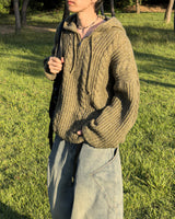 Lune Cable Half Zip-Up Hoodie Knit