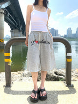 Y2K Ease Lettering Bermuda Pants (Gray)