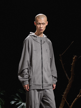 2510SWEAT_RELABEL 24AW Chrysalis Breath Grey Hooded Zip Drawstring Casual Sweatshirt