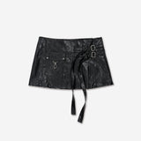 PLEATES WRAP SKIRT [BLACK]