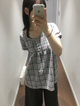Dottie check short-sleeve blouse (3color)