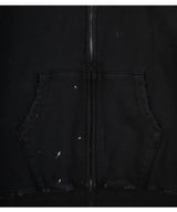 Cut Damage Washing Hood zip-up [ BLACK ]