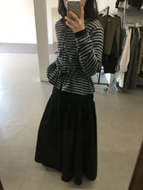 Fleece Stripe Frill Cardigan (4 Colors)