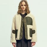 リバーシブル キルト&フリースライナージャケット olive khaki
