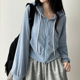 Ronit Linen Two-Way Hooded Zip-Up