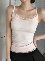 [MADE] Heart-Drop Lace & Cubic Heart Camisole