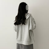 Itta Overfit Stripe Dangara Hooded Zip-Up
