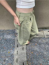 khaki cotton jeans wide casual pants