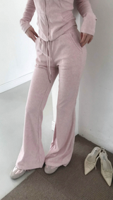 [♡MADE♡] puppy velour hip lettering slim bootcut pants