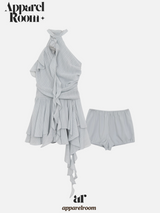 Sky Halterneck フリルドレスパンツ ツーピースセット