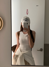 Muse Stretchy Ribbed Round Neck Sleeveless / 4 Colors