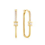 Pearl Modernist Oval 925 Silver + 14k gold plating Hoop Ring Earring E054-06G