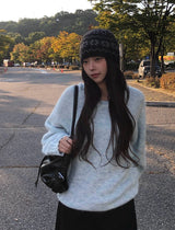 Wend Wool Bokashi Pastel Loose Fit Round Knit