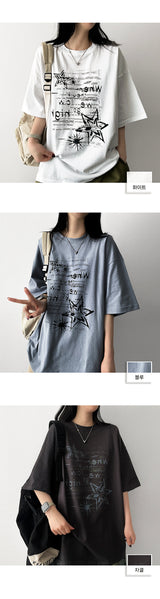 ティニ レタリング オーバーサイズフィット ショートスリーブ Tシャツ