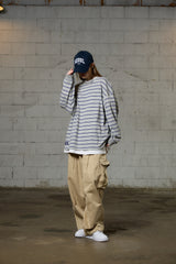JERRY STRIPE OVERFIT LONG SLEEVE T-SHIRT / GRAY