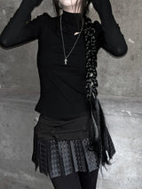diagonal cut-out half neck T