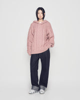 25FW ローゲージケーブルニットフーディー フーディーピンク