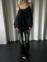 Lace shirring blouse(2color