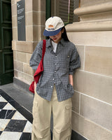 [ORIGINAL] Burnett Seersucker Check Oversized Shirt
