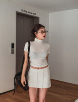 Jamie Shirring Turtleneck Short Sleeve